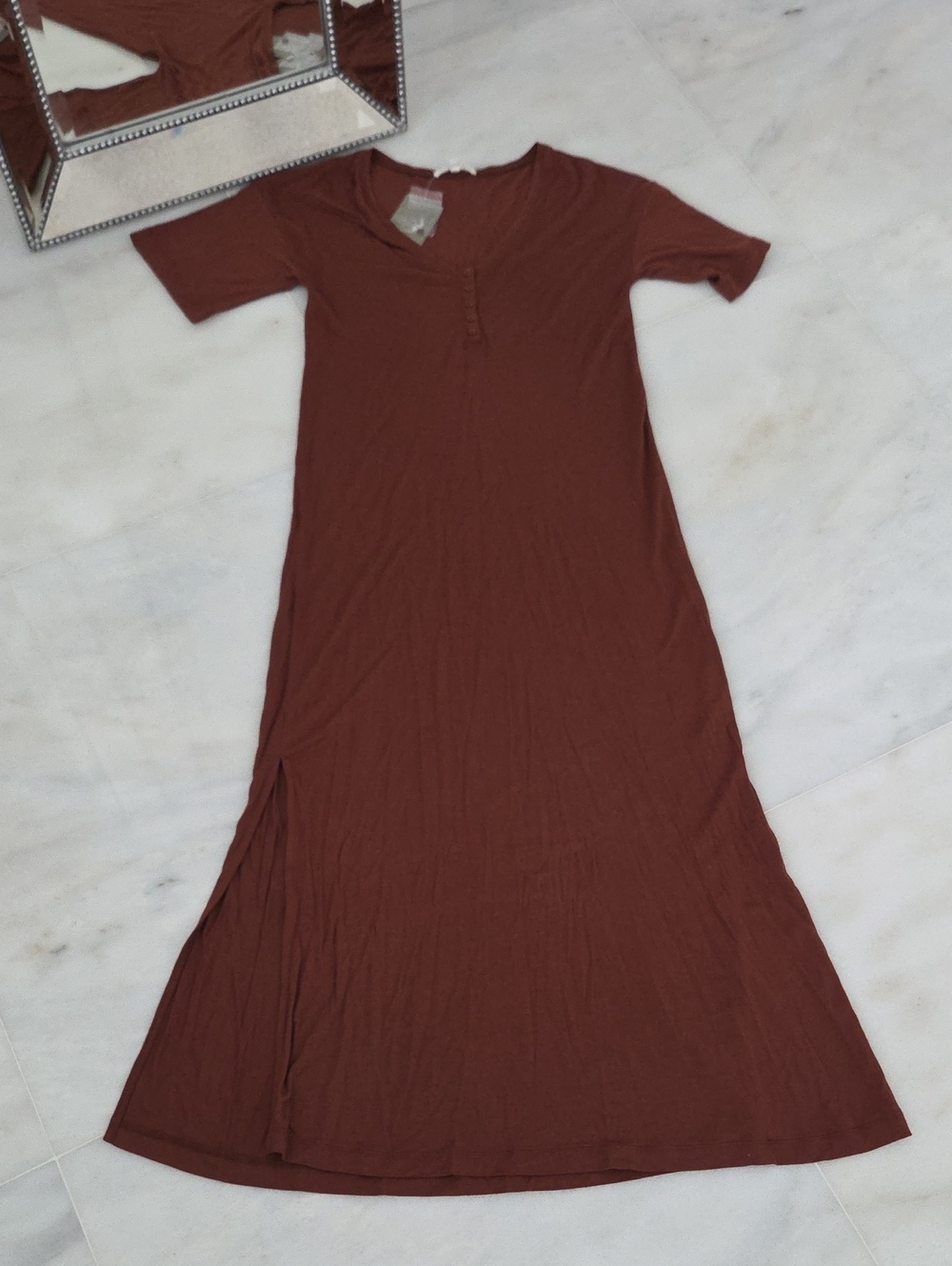 Anthropologie Short Sleeve Maxi Dress in Rust Brown NWT!